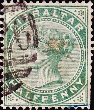 Гибралтар 1887 год . Queen Victoria (1819-1901) (dull green) . Каталог 5,0 €.